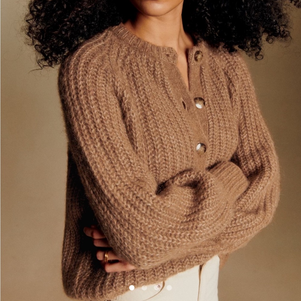 Sezane Emile Cardigan Mottled Camel - Size XS